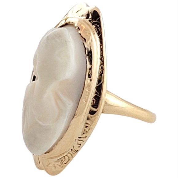 Vintage 14K Yellow Gold Cameo Ring Size 3.75 #15874 - Picture 3 of 8